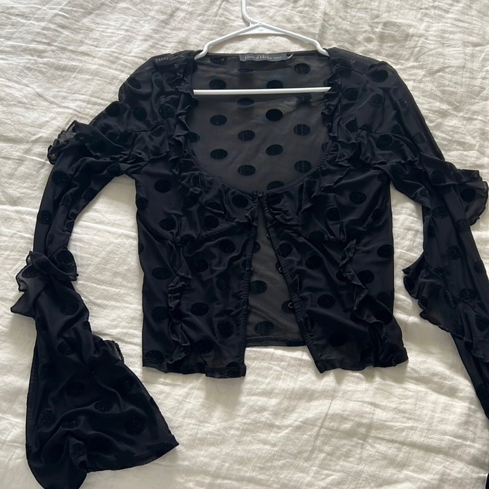 House of Harlow Eugenia Polka Dot Mesh Top